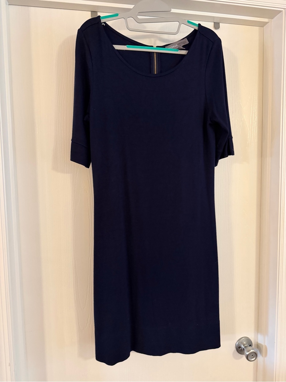 Donna Ricco NEW YORK Navy Scoop-Neck Midi Dress size M